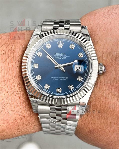 rolex datejust silver jubilee diamond dial|Rolex Datejust 41mm blue dial.